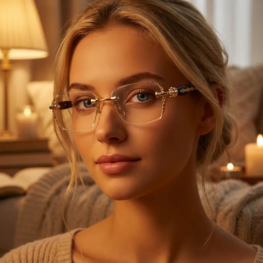 Rimless Crystal Accent Glasses