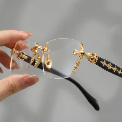Rimless Crystal Accent Glasses