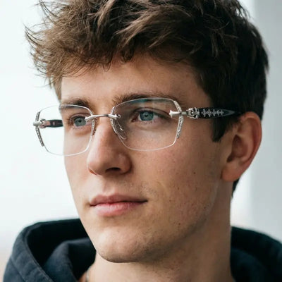 Rimless Crystal Accent Glasses