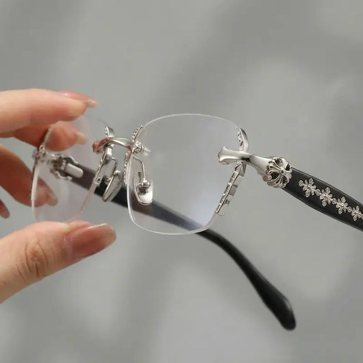 Rimless Crystal Accent Glasses