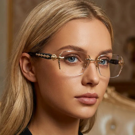 Rimless Crystal Accent Glasses