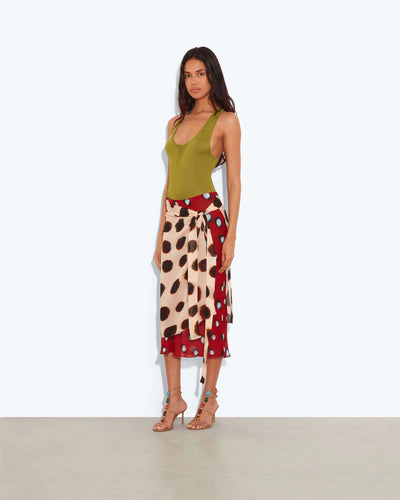 Sheer Wrap Midi Skirt