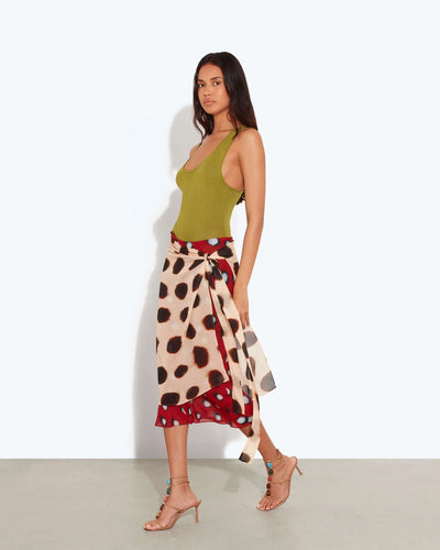 Sheer Wrap Midi Skirt