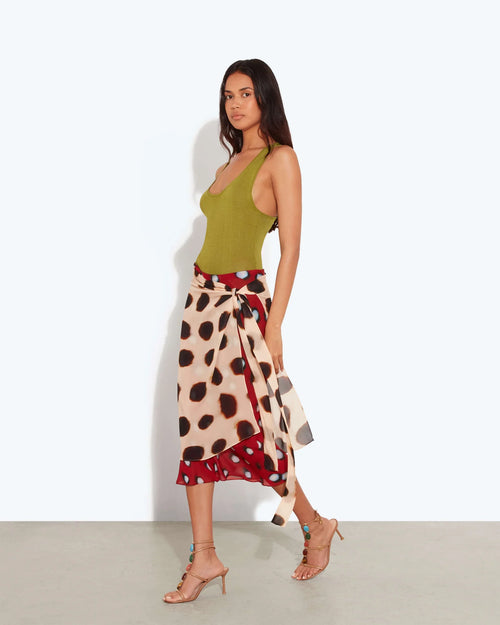 Sheer Wrap Midi Skirt