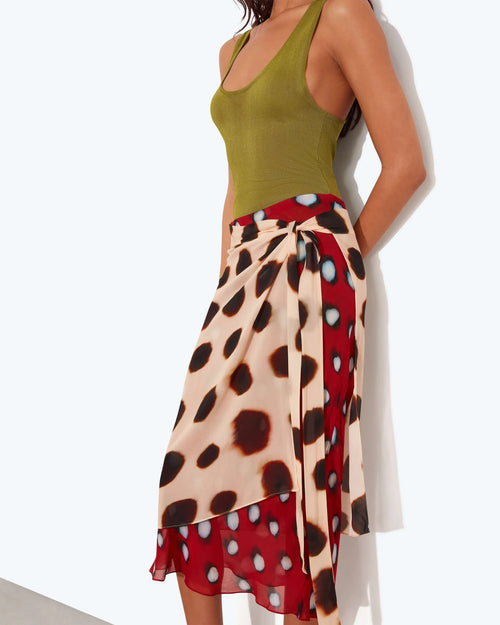 Sheer Wrap Midi Skirt